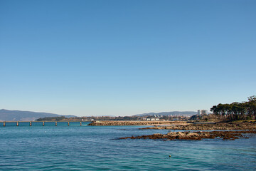 View of the Toralla and Vao bridge in Vigo, Pontevedra, Spain