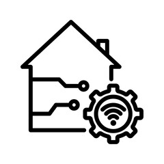 Smart home line icon. Smart home icon. Internet of things icon isolated on white background. Transparent background, minimalist symbol. Vector images