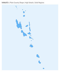 Fototapeta premium Vanuatu plain country map. High details. Solid regions style. Shape of Vanuatu. Vector illustration.