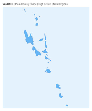 Vanuatu plain country map. High details. Solid regions style. Shape of Vanuatu. Vector illustration.