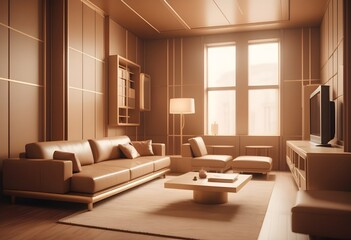 Fototapeta premium Photo modern style conceptual interior room 3d illustration