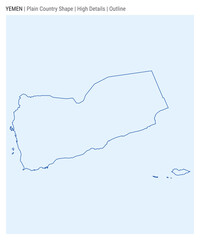 Yemen plain country map. High Details. Outline style. Shape of Yemen. Vector illustration.