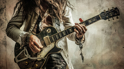 Vintage Guitarist in Nostalgic Scene., Celebrate the diversity of Music : La Fête de la Musique.