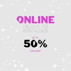 Online Flash Sale Shopping Poster or banner. Sale UPTO 50% Off template design Special Offer Grand Sale campaign or promotion.