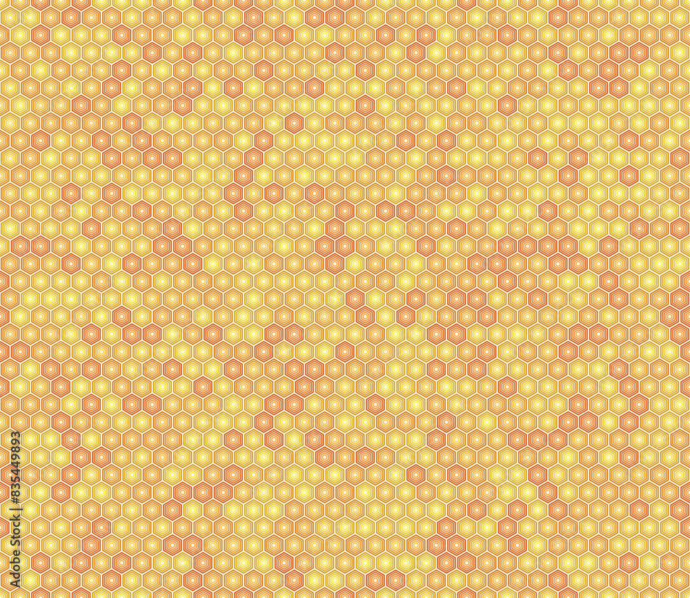 Poster abstract mosaic hexagon shapes background. orange color tones gradients. hexagon stacked mosaic back