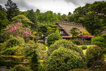 traditional house, traditional village, oshino hakkai, japan, mt. fuji, japanese garden