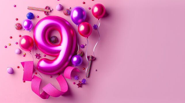 9 years birthday party balloons design