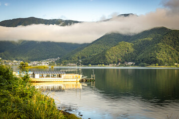 kawaguchi lake, kawaguchiko, early morning, fuji 5 lake area, japan, reflection, mount fuji