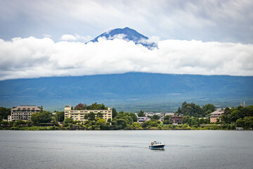 kawaguchiko with mount fuji in background, fujisan, fuji covered in clouds, kawaguchi lake, fuji 5...