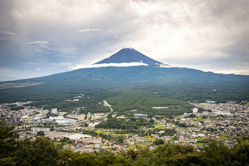 mount fuji, fujisan, view from mount tenjo, panoramic ropeway, kawaguchiko, japan, clouds, volcano