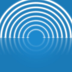 Obraz premium Products presentation scene with neon glowing abstract lights and purple podium, 3d render, beauty. Products presentation scene. Perfect mockup for your product presentation. interior 3d render.