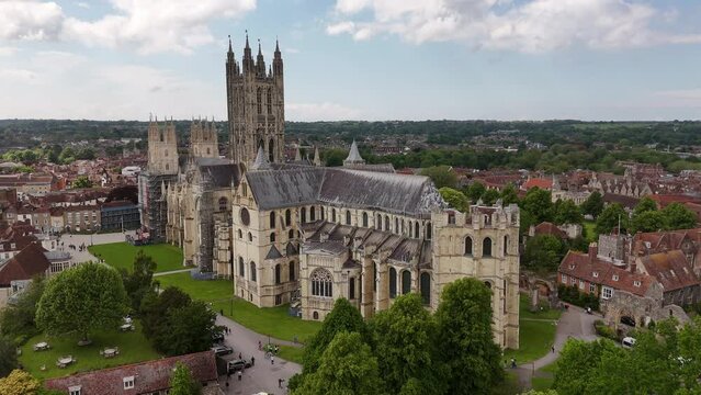 Flight around Canterbury Cathedral in United Kingdom - aerial drone photography