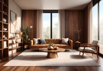 Fototapeta premium Photo modern style conceptual interior room 3d illustration