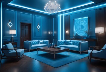 Photo modern style conceptual interior room 3d illustration