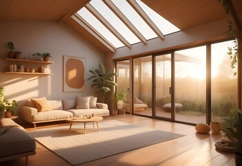 Photo modern style conceptual interior room 3d illustration