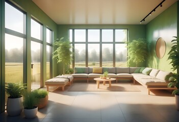 Photo modern style conceptual interior room 3d illustration