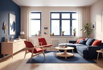 Fototapeta premium Photo modern style conceptual interior room 3d illustration