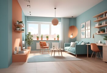 Photo modern style conceptual interior room 3d illustration