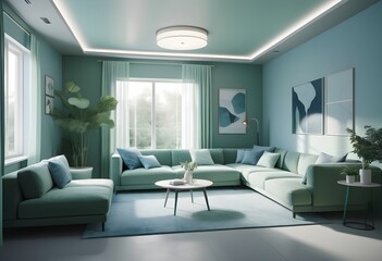 Fototapeta premium Photo modern style conceptual interior room 3d illustration