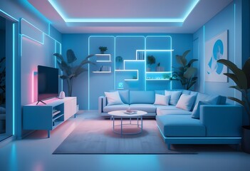 Photo modern style conceptual interior room 3d illustration