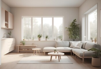 Fototapeta premium Photo modern style conceptual interior room 3d illustration