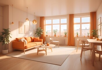 Fototapeta premium Photo modern style conceptual interior room 3d illustration