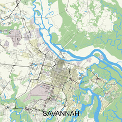 Savannah, Georgia, United States map poster art