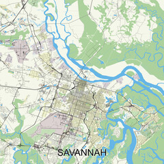 Obraz premium Savannah, Georgia, United States map poster art