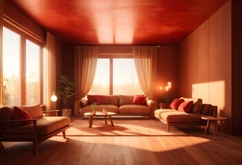 Obraz premium Photo modern style conceptual interior room 3d illustration