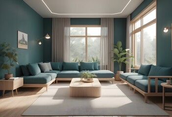 Fototapeta premium Photo modern style conceptual interior room 3d illustration