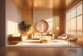 Photo modern style conceptual interior room 3d illustration