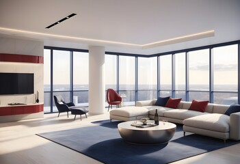 Fototapeta premium Photo modern style conceptual interior room 3d illustration
