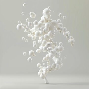 MSM   Joint Support A 3D render of MSM molecules enhancing joint health, with a flexible, active figure