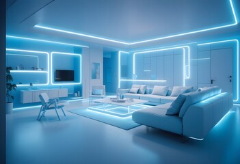 Photo modern style conceptual interior room 3d illustration