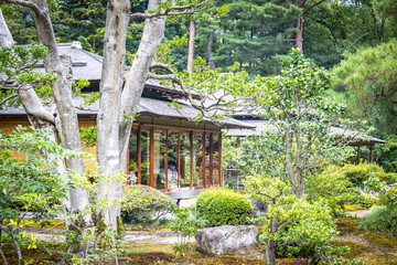 gazebo in the garden, kenrokuen, kenroku-en, kanazawa, japan, three great gardens, japanese garden,...