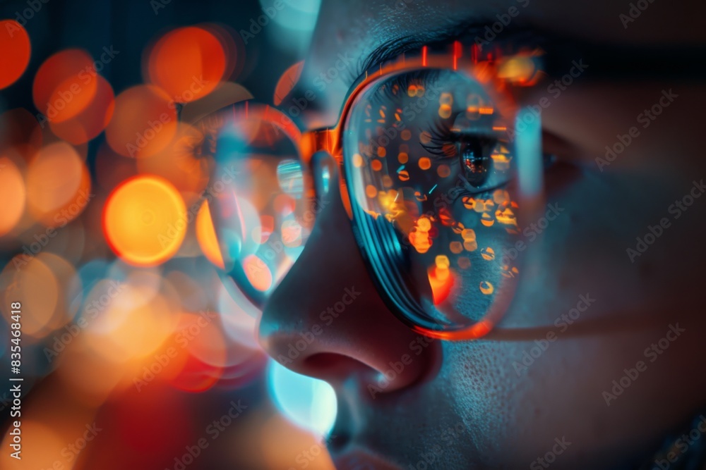 Poster this image captures the alluring bokeh effect with a blend of bright blue and warm orange circular l