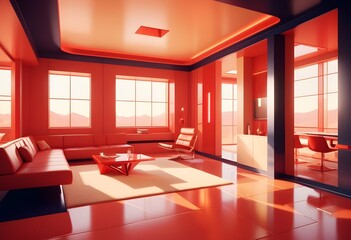 Fototapeta premium Photo modern style conceptual interior room 3d illustration