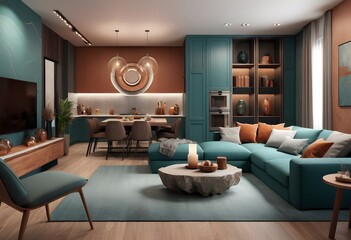 Fototapeta premium Photo modern style conceptual interior room 3d illustration