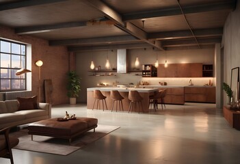Photo modern style conceptual interior room 3d illustration