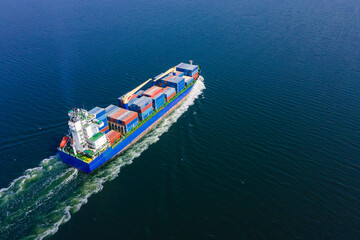 Cargo container Ship, cargo maritime ship in the ocean ship carrying container underway for export. concept freight shipping sea freight