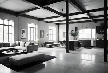 Photo modern style conceptual interior room 3d illustration