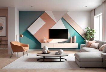 Photo modern style conceptual interior room 3d illustration