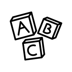 Alphabet blocks line icon. Toys icon. Kids toys icon isolated on white background. Transparent background, minimalist symbol. Vector images