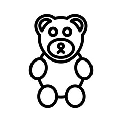 Bear doll line icon. Toys icon. Kids toys icon isolated on white background. Transparent background, minimalist symbol. Vector images