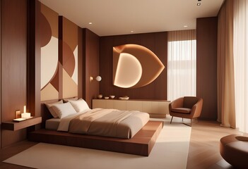 Obraz premium Photo modern style conceptual interior room 3d illustration