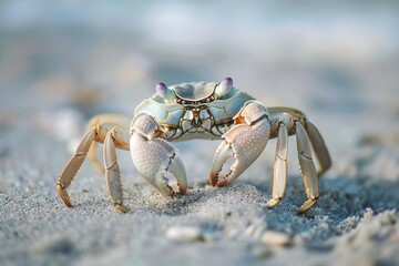 curious crab perched on sandy beach coastal wildlife closeup nature photography