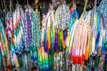 colourful origami paper cranes, hiroshima, peace memorial, japan, 