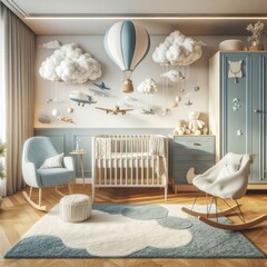 Blue Sky-themed Baby Nursery Room: Beauty Under the Clouds