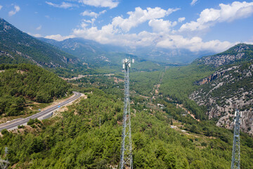 Telecommunication tower of cellular or Base Transceiver Station. Wireless Communication Antenna...