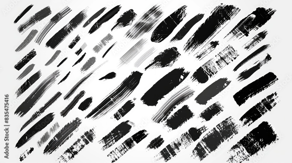 Poster abstract image featuring black paint strokes on a white background, suitable for use in creative pro